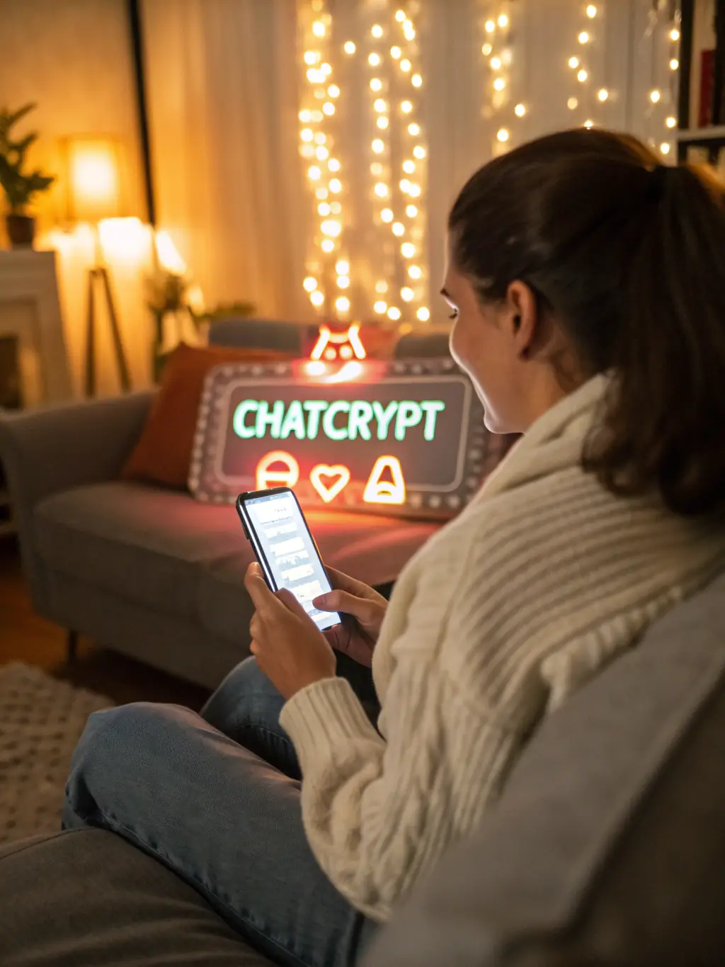 A graphic illustrating a secure and private chat interface, symbolizing the confidentiality and safety of AI counseling sessions.