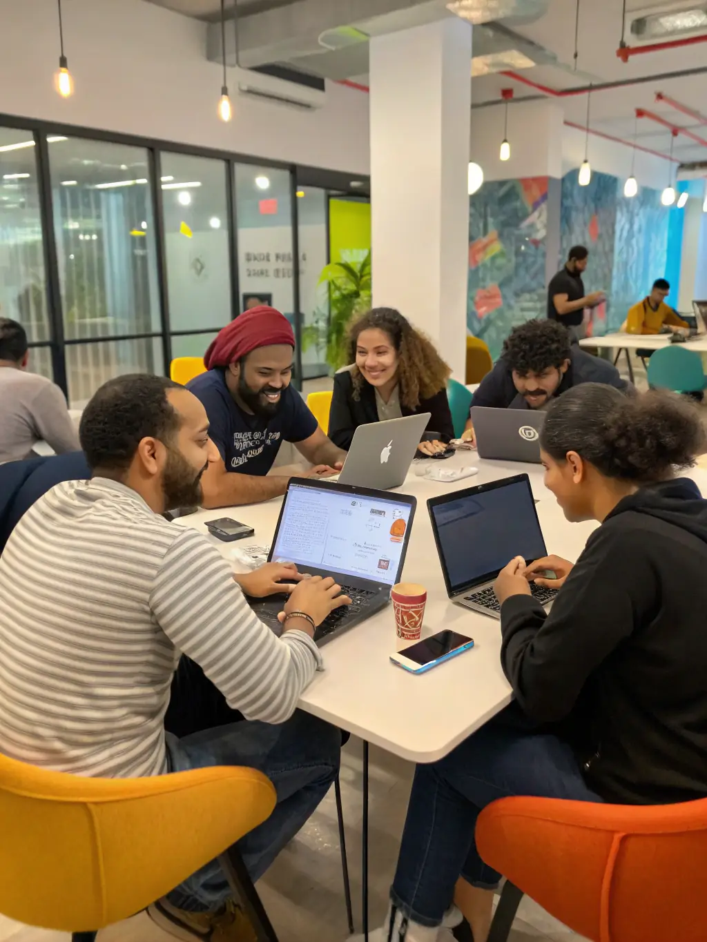 An image of users collaborating on a community-driven project, such as creating a collaborative playlist or fan-made trailer.